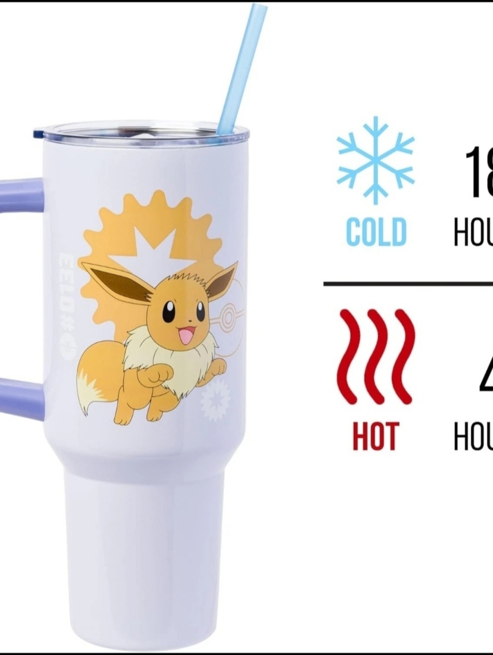 Pokémon Eevee 40 oz Stainless Steel Insulated Tumbler with Handle & Straw - Picture 2 of 16